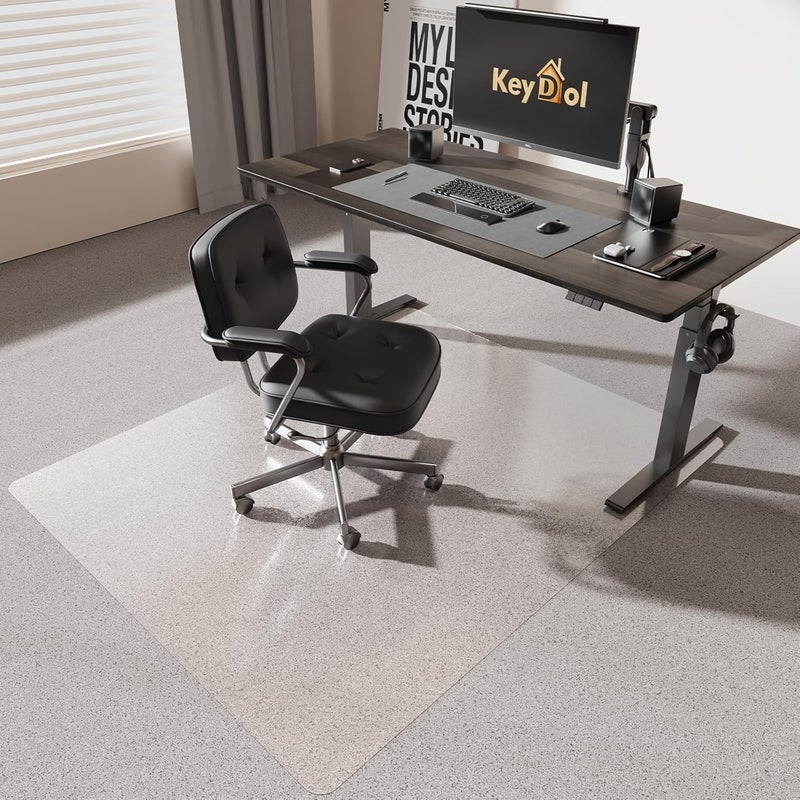 KEYDOL [Thickened to 2.0mm] 50"x60" Computer Chair Mat for Hardwood, PVC Office Mat for Hardwood Floor, Anti-Slip Rolling Chair Floor Protector,Vinyl Mats for Home, Under Desk Mats for Rolling Chairs - Image 1
